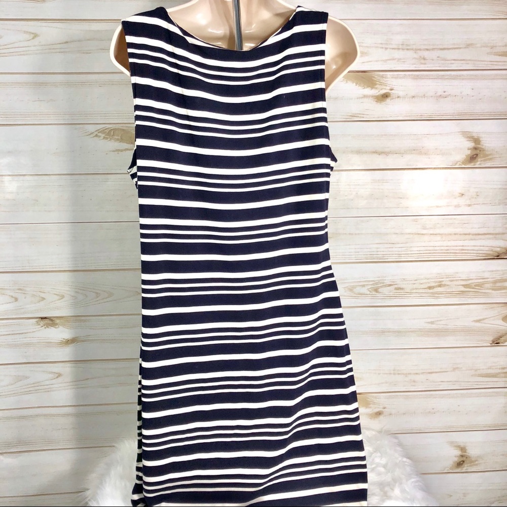 Cremieux dark blue and white striped sheath dress - Picture 5 of 8